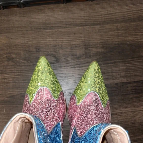 Cape Robbin Cowboy Western Ankle Heeled Boots Pointy Toe Sequin Slip-On NWOB 7.5 - Picture 11 of 13